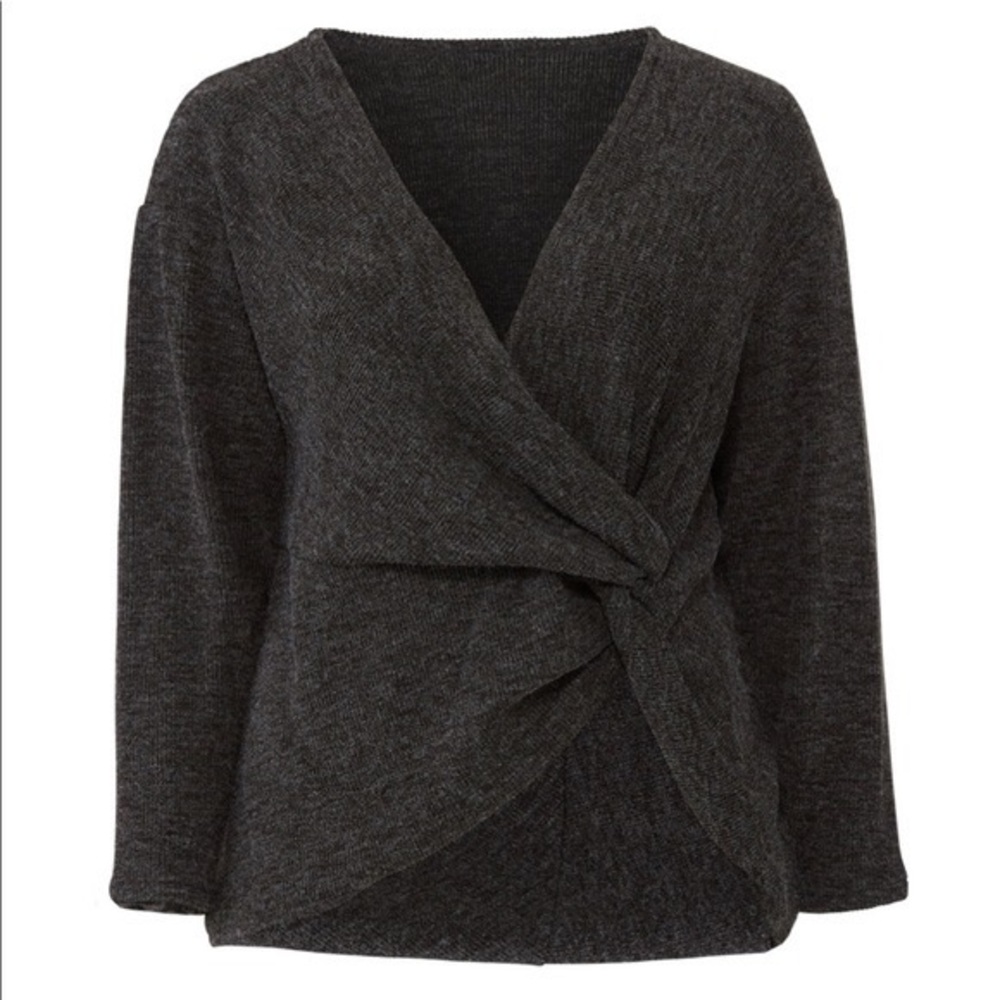 RACHEL ROY LEIGHA TWIST FRONT SWEATER ✨ BLACK 🖤 NWT - Picture 2 of 5